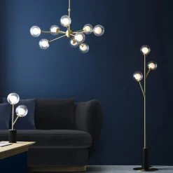 Udo 9 Light sating Brass Ceiling Pendant