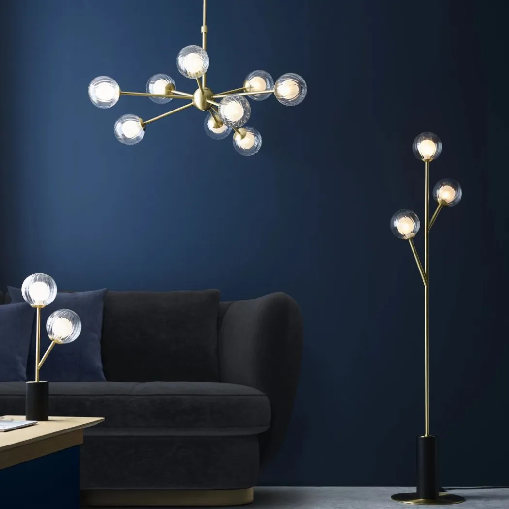 Udo 9 Light sating Brass Ceiling Pendant