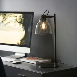 Urban Matte Black & Glass Desk Table Lamp