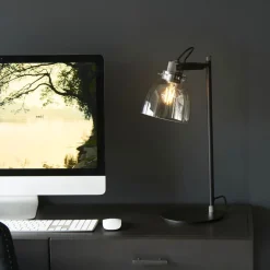 Urban Matte Black & Glass Desk Table Lamp