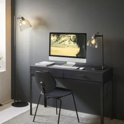 Urban Matte Black & Glass Desk Table Lamp