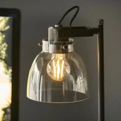 Urban Matte Black & Glass Desk Table Lamp