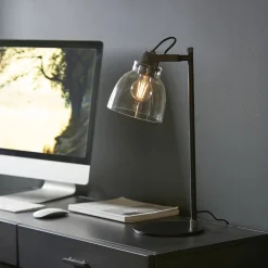 Urban Matte Black & Glass Desk Table Lamp
