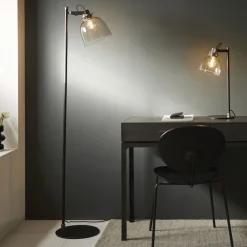 Urban Matte Black & Glass Task Floor Lamp