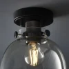 Urban Matte Black & Glass Flush Ceiling Light