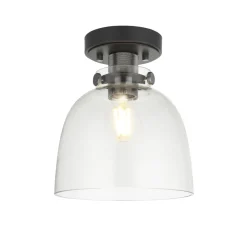 Urban Matte Black & Glass Flush Ceiling Light