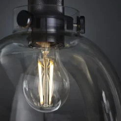Urban Matte Black & Glass Flush Ceiling Light