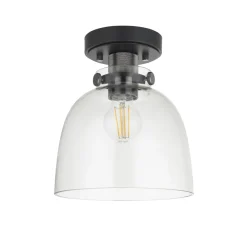 Urban Matte Black & Glass Flush Ceiling Light