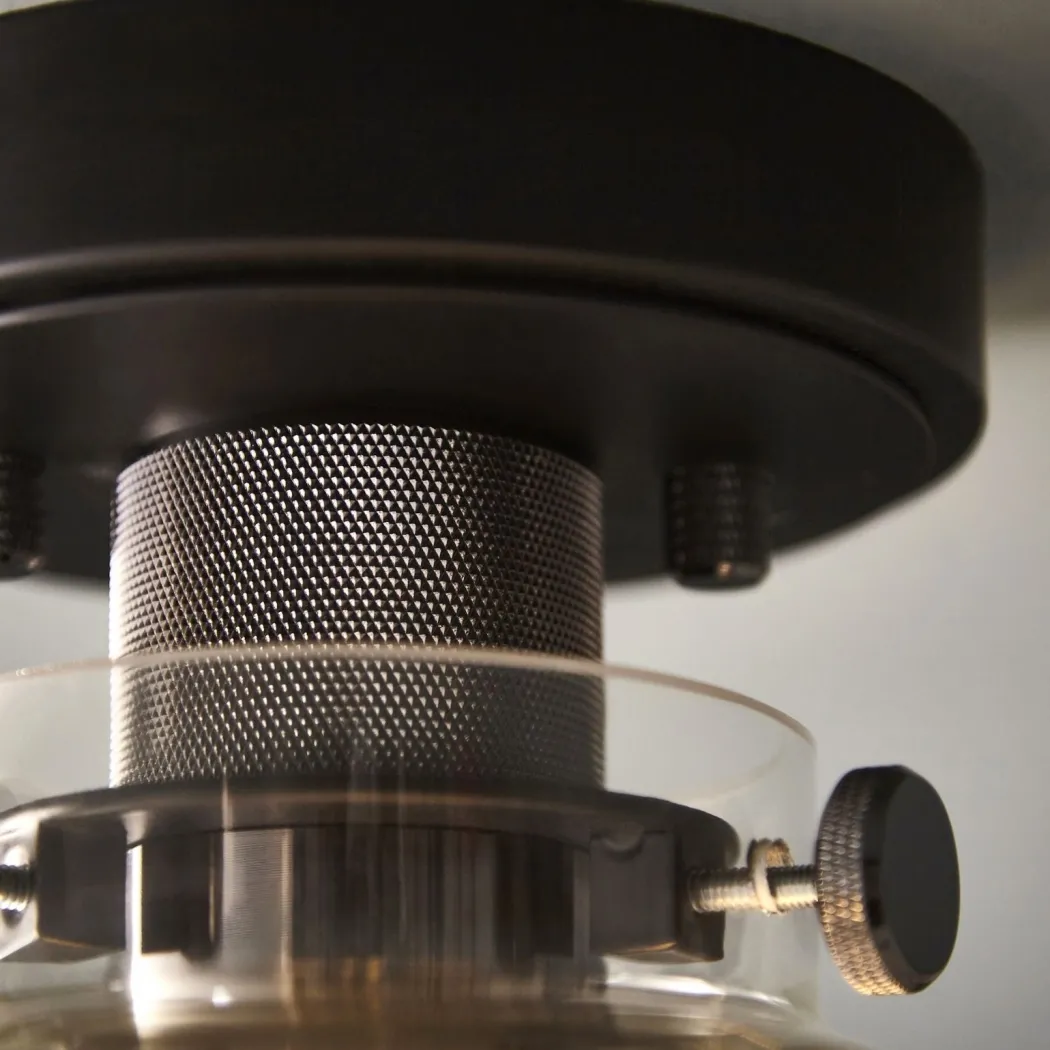 Urban Matte Black & Glass Flush Ceiling Light