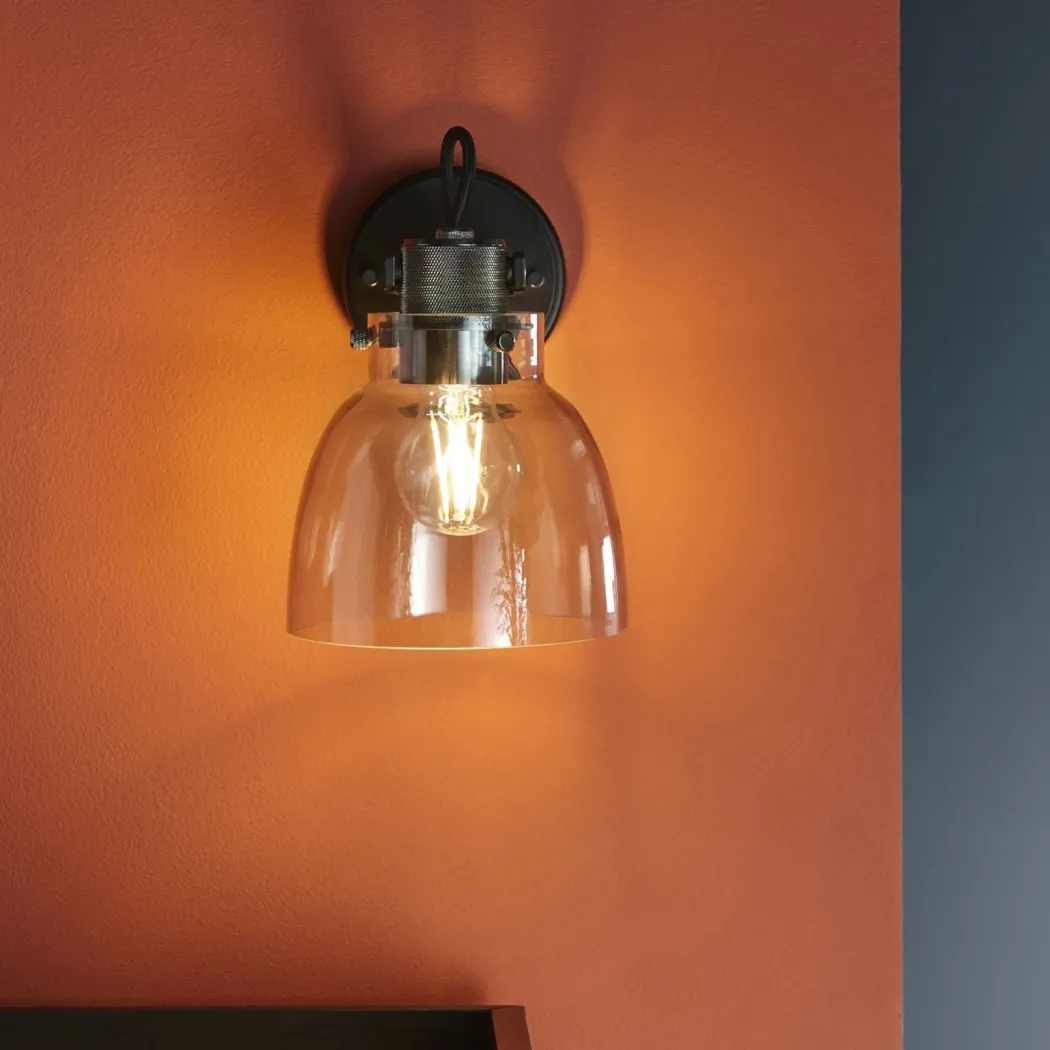 Urban Matte Black & Glass Task Wall Light