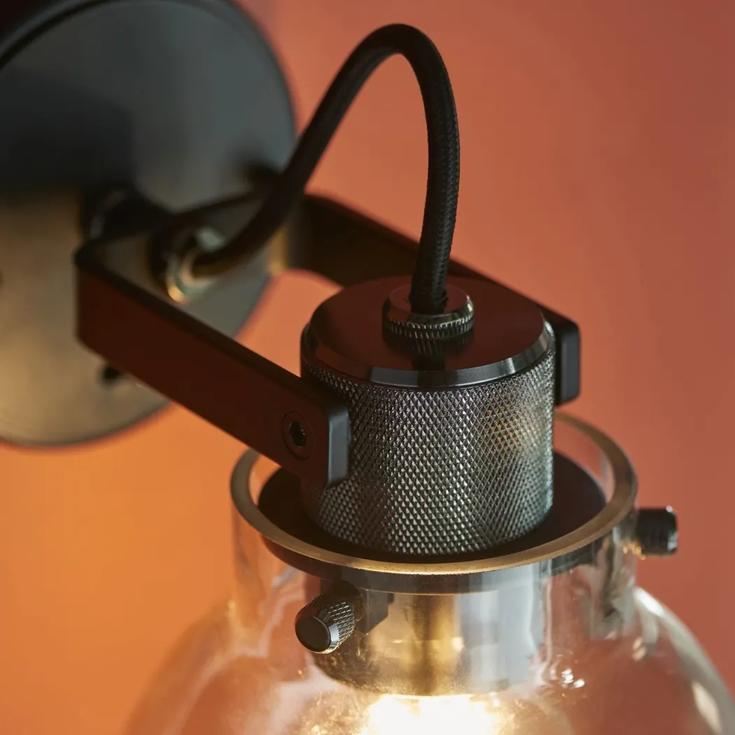 Urban Matte Black & Glass Task Wall Light