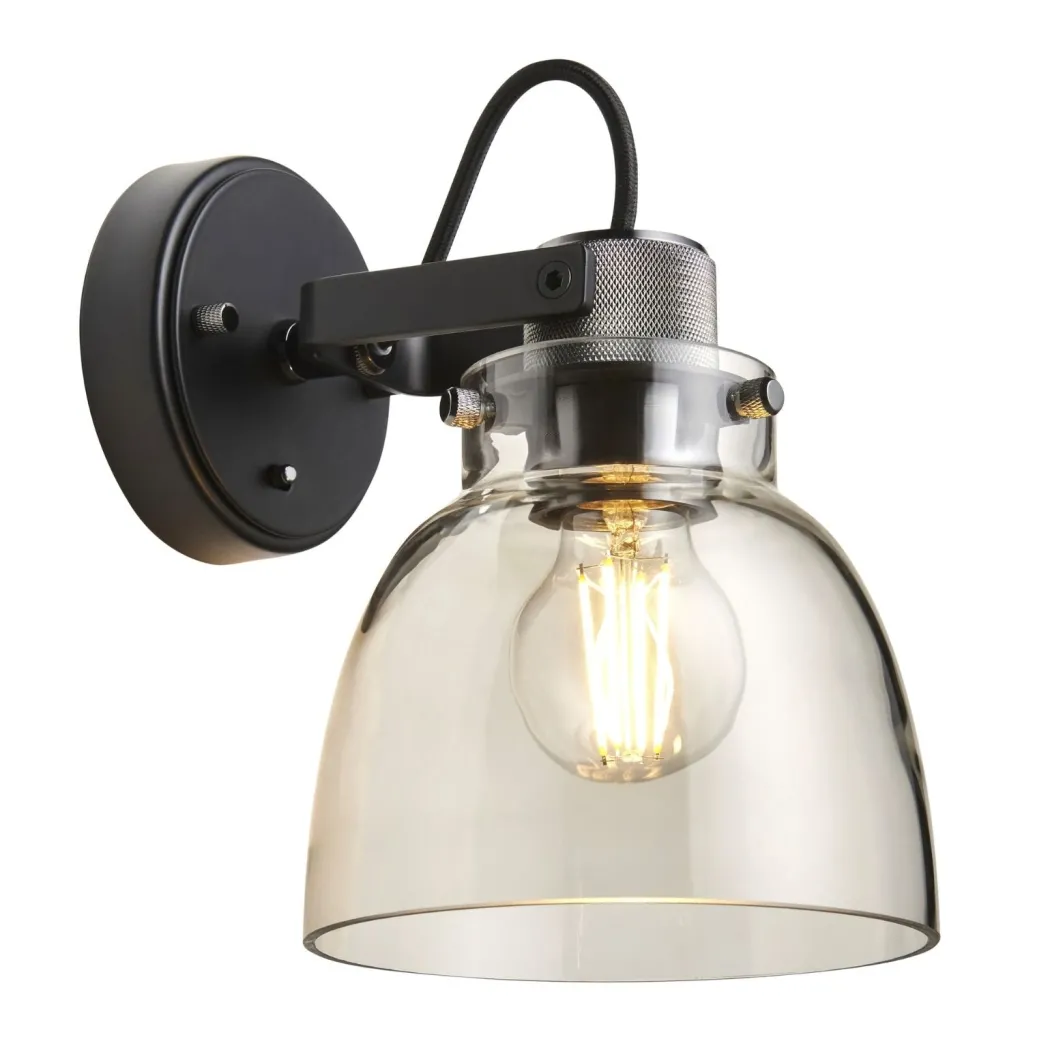 Urban Matte Black & Glass Task Wall Light