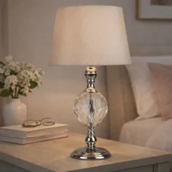 Vanessa Polished Chrome & Glass Table Lamp
