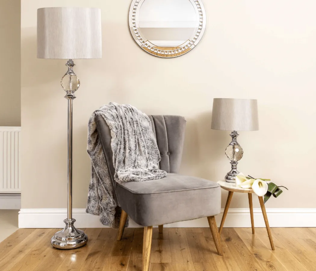 Vanessa Polished Chrome & Glass Table Lamp