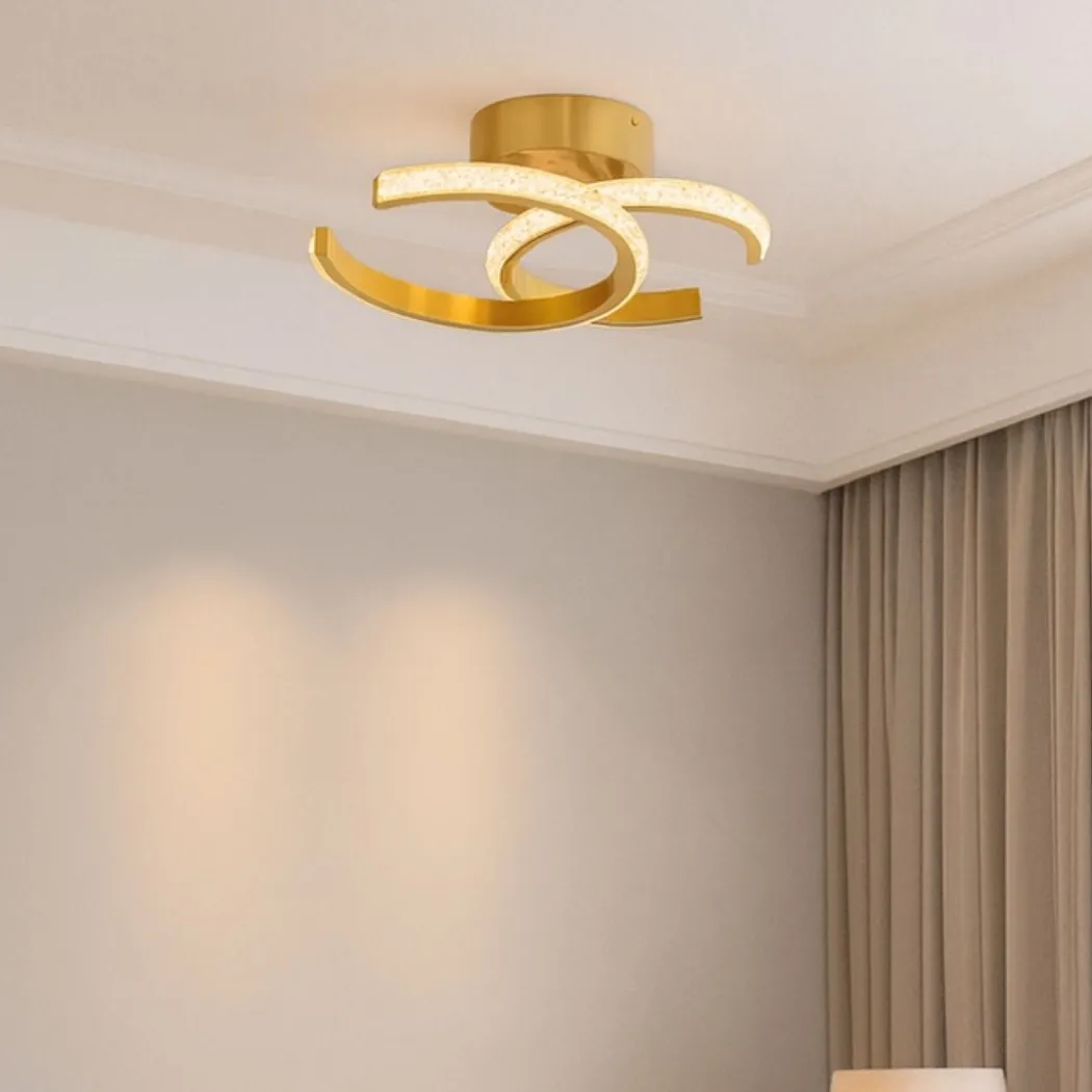 Veloria Satin Brass LED Flush Ceiling Light