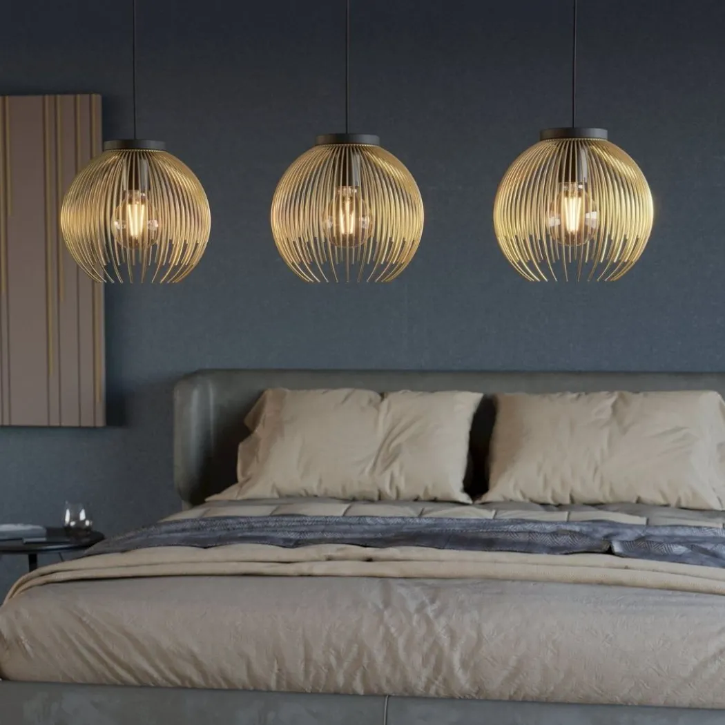 Venezuela 3 Light Black & Gold Ceiling Pendant Bar