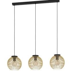 Venezuela 3 Light Black & Gold Ceiling Pendant Bar