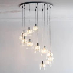 Verina 12-Light Chrome and Crystal Cluster Pendant Ceiling Light