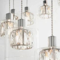 Verina 12-Light Chrome and Crystal Cluster Pendant Ceiling Light