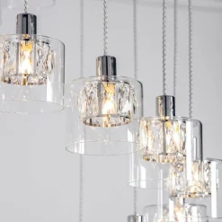 Verina 12-Light Chrome and Crystal Cluster Pendant Ceiling Light