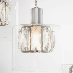 Verina 12-Light Chrome and Crystal Cluster Pendant Ceiling Light
