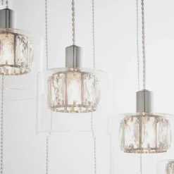 Verina 12-Light Chrome and Crystal Cluster Pendant Ceiling Light