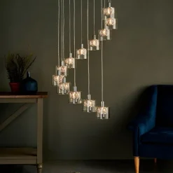 Verina 12-Light Chrome and Crystal Cluster Pendant Ceiling Light