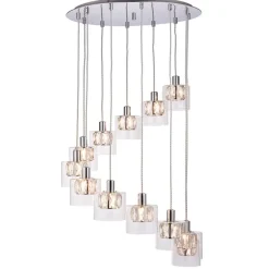 Verina 12-Light Chrome and Crystal Cluster Pendant Ceiling Light