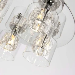 Verina 5-Light Flush Chrome and Crystal Ceiling Light