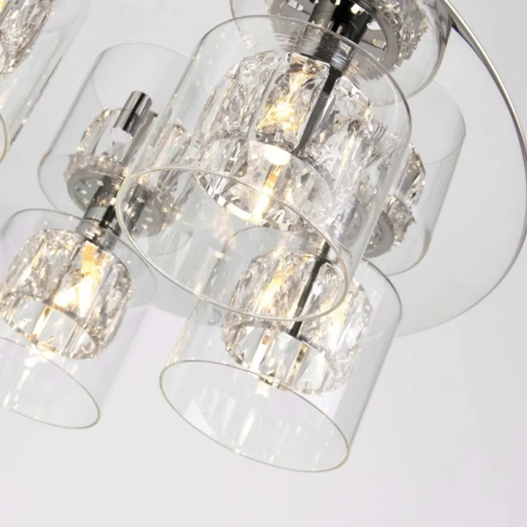Verina 5-Light Flush Chrome and Crystal Ceiling Light