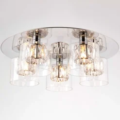 Verina 5-Light Flush Chrome and Crystal Ceiling Light