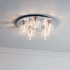 Verina 5-Light Flush Chrome and Crystal Ceiling Light