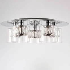 Verina 5-Light Flush Chrome and Crystal Ceiling Light