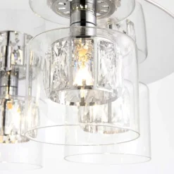 Verina 5-Light Flush Chrome and Crystal Ceiling Light