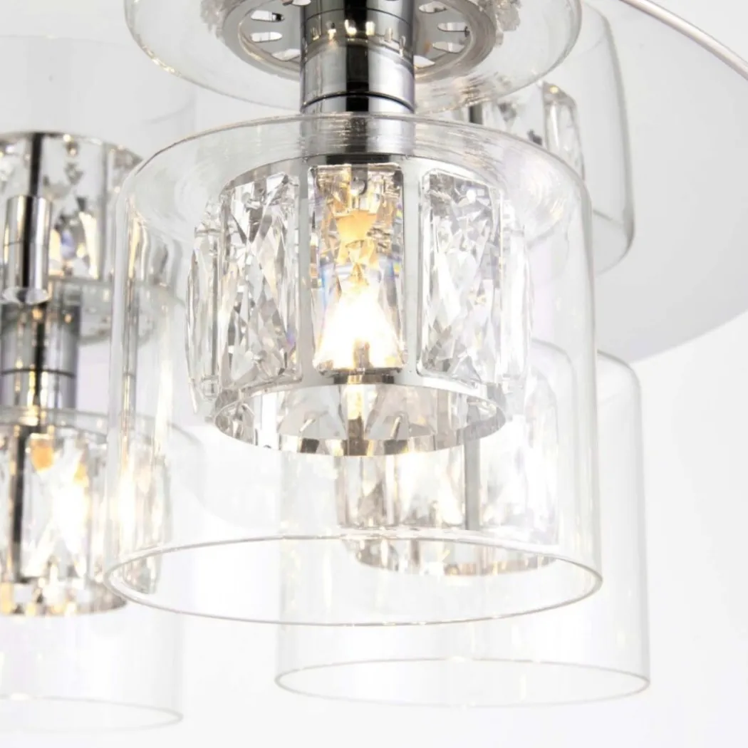Verina 5-Light Flush Chrome and Crystal Ceiling Light