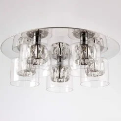 Verina 5-Light Flush Chrome and Crystal Ceiling Light