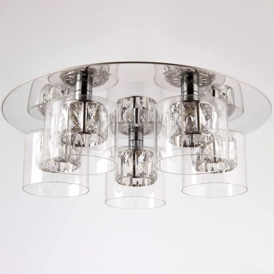 Verina 5-Light Flush Chrome and Crystal Ceiling Light