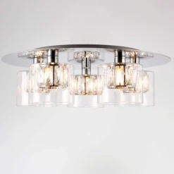Verina 5-Light Flush Chrome and Crystal Ceiling Light