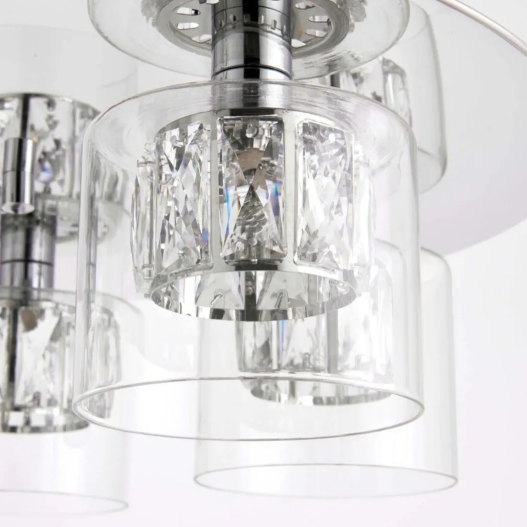 Verina 5-Light Flush Chrome and Crystal Ceiling Light