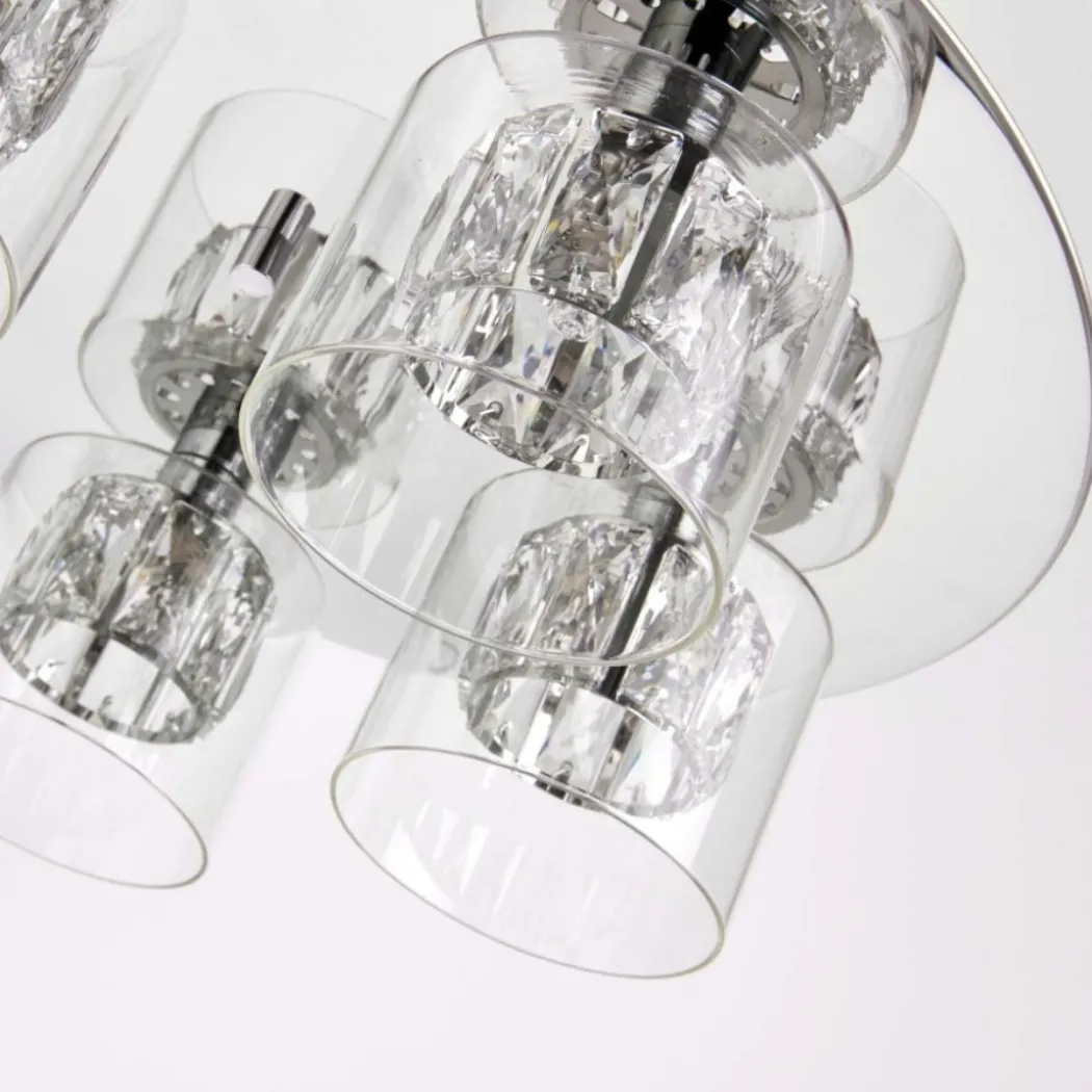 Verina 5-Light Flush Chrome and Crystal Ceiling Light
