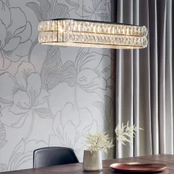 Verina Polished Chrome & Crystal LED Linear Pendant Ceiling Light