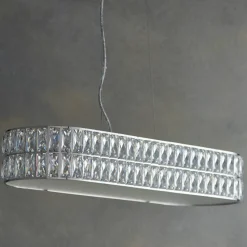 Verina Polished Chrome & Crystal LED Linear Pendant Ceiling Light