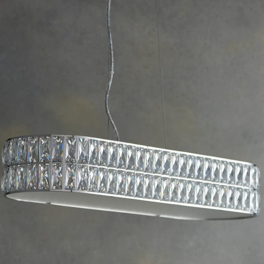 Verina Polished Chrome & Crystal LED Linear Pendant Ceiling Light