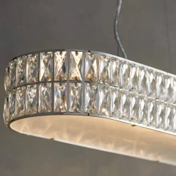 Verina Polished Chrome & Crystal LED Linear Pendant Ceiling Light