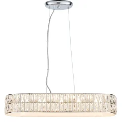 Verina Polished Chrome & Crystal LED Linear Pendant Ceiling Light