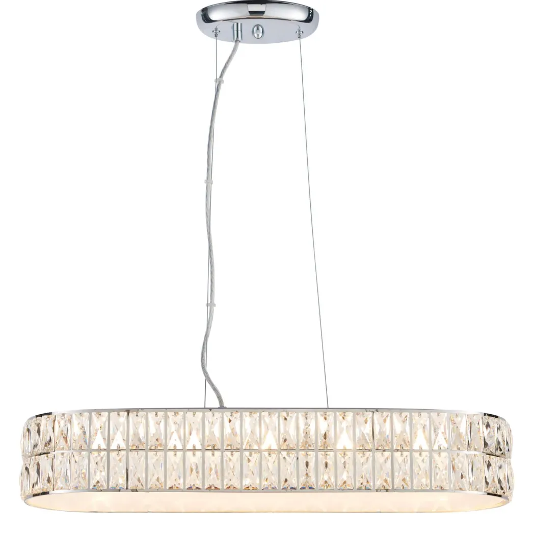 Verina Polished Chrome & Crystal LED Linear Pendant Ceiling Light