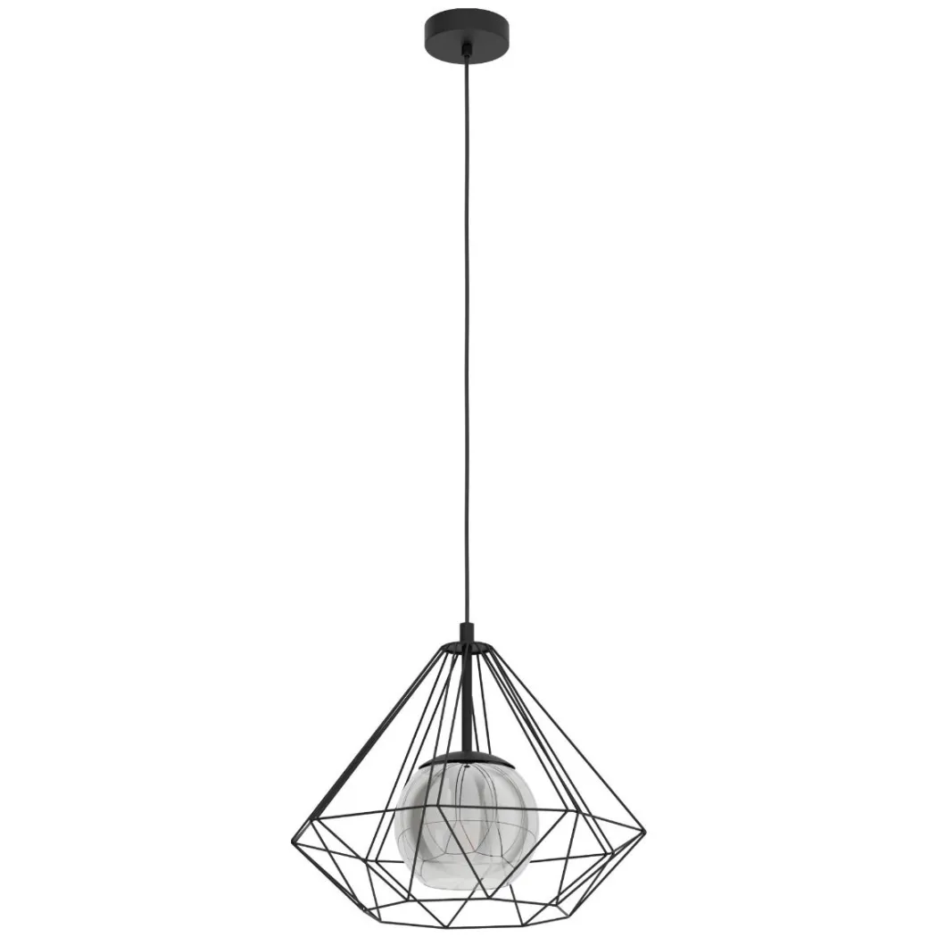 Vernham Opal and Black 1 Light Ceiling Pendant