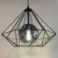 Vernham Opal and Black 1 Light Ceiling Pendant