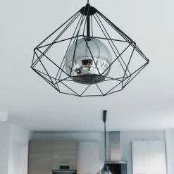 Vernham Opal and Black 1 Light Ceiling Pendant