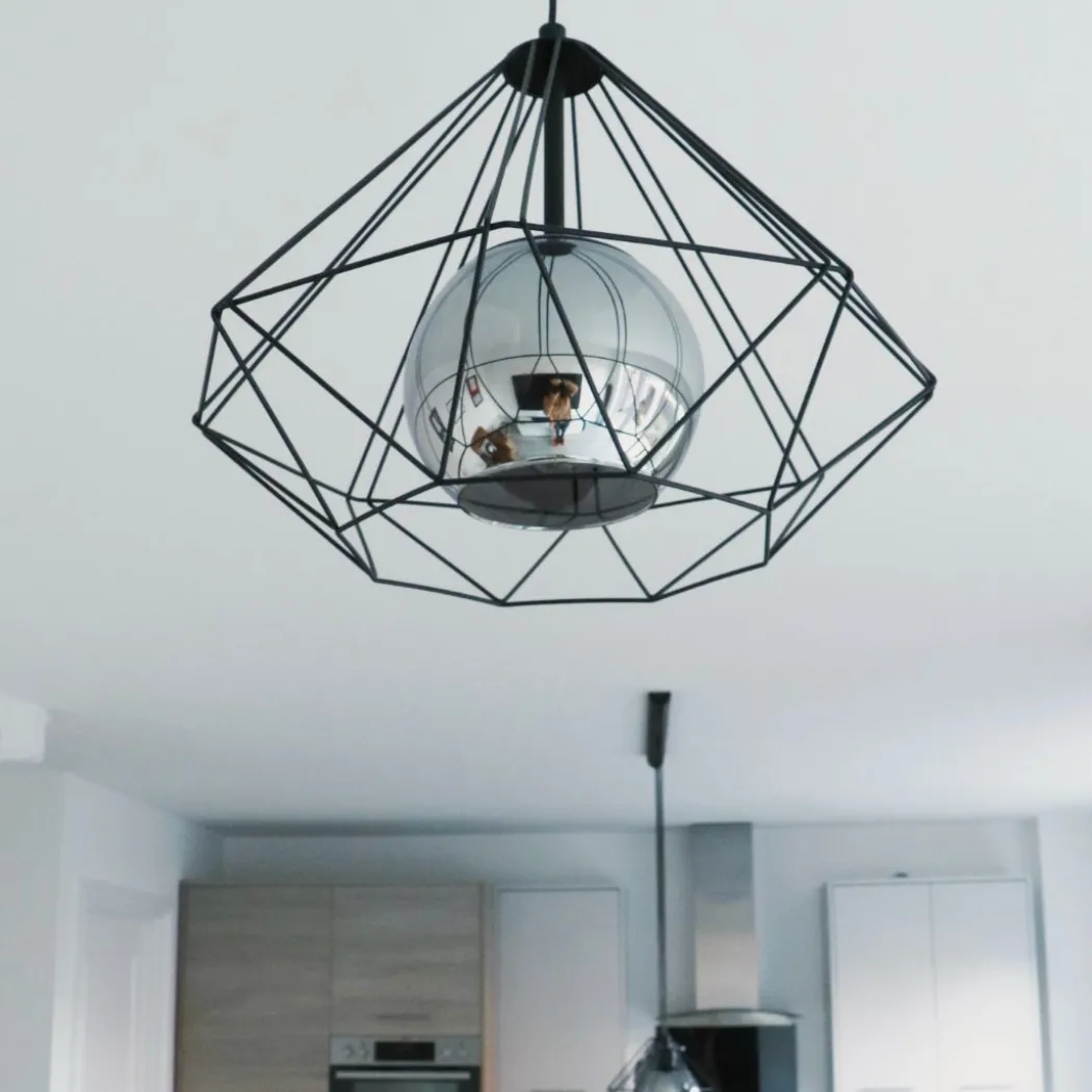 Vernham Opal and Black 1 Light Ceiling Pendant